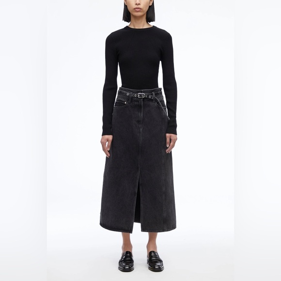 3.1‎ Phillip Lim Black Denim Skirt Sz 2
